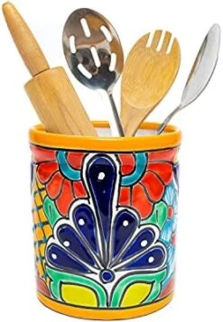 Enchanted Talavera Mexican Talavera Ceramic Large Utensil Holder Spatula Crock Kitchen Counter Organizer Mexican Pottery Utensils Tools Caddy Spoon Rest White Ceramic (Multi Color Large (7.5"H X 6"W) 12 Enchanted Talavera Mexican Talavera Ceramic Large Utensil Holder Spatula Crock Kitchen Counter Organizer Mexican Pottery Utensils Tools Caddy Spoon Rest White Ceramic (Multi Color Large (7.5"H X 6"W) -GENERIC Shop 412D0HjRBNS. AC