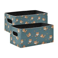 Foxes Storage Basket Felt Storage Bin Collapsible Felt Storage Cloth Baskets Containers Organizer For Pet Supplies Magazine