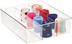 MDesign Plastic 12 Compartment Divided Drawer And Closet Storage Bin - Organizer For Scarves, Socks, Ties Bras, And Underwear - Dress Drawer Organizer, Shelf Organization - Lumiere Collection - Clear -GENERIC Shop 412JM0ThtyL. AC