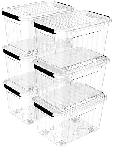 Cetomo 35L*3 Storage Box Storage Bin With Wheels Storage Container With Click Closure And Lid Stackable Transparent Organizer 7 Cetomo 35L*3 Storage Box Storage Bin With Wheels Storage Container With Click Closure And Lid Stackable Transparent Organizer - Image 7