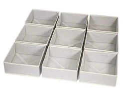 DIOMMELL Foldable Cloth Storage Box Closet Dresser Drawer Organizer Fabric Baskets Bins Containers Divider For Clothes Underwear Bras Socks Clothing,Set Of 9 Grey 900