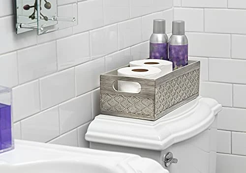 Dublin Bathroom Decor Box Toilet Paper Holder Storage Basket - Decorative Toilet Tank Topper Bathroom Storage Organizer - Bathroom Sink Organizer Countertop Container, Modern Gray And Silver Look. 2 Dublin Bathroom Decor Box Toilet Paper Holder Storage Basket - Decorative Toilet Tank Topper Bathroom Storage Organizer - Bathroom Sink Organizer Countertop Container, Modern Gray And Silver Look. - Image 2