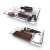 TECHMERI Clear Makeup Organizer Tray, Clear Plastic Drawer Organizer Tray, Makeup And Vanity Stackable Drawer Organizers 4-Section For Perfume, Brush, Skincare