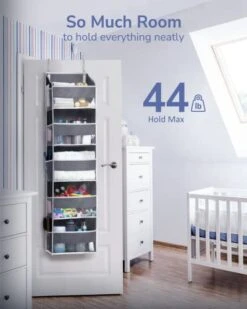 ULG 1 Pack Over Door Organizer With 5 Large Pockets 10 Mesh Side Pockets, 44 Lbs Weight Capacity Hanging Storage Organizer With Clear Window Kids Toys, Shoes, Diapers, Dark Grey, 5 Layers -GENERIC Shop 413APjQn1sL