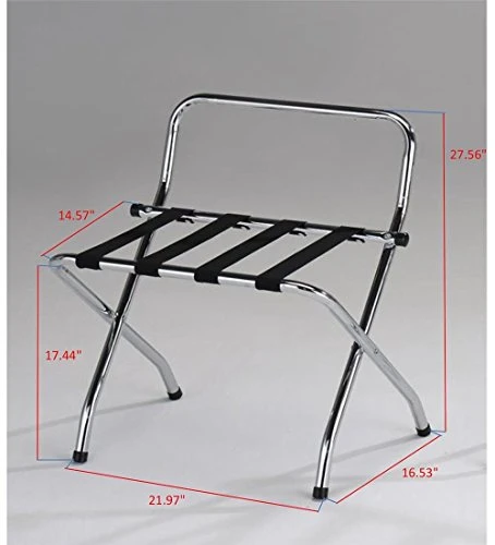 KB Designs - Folding Suitcase Luggage Rack With Support Bar, Chrome 2 KB Designs - Folding Suitcase Luggage Rack With Support Bar, Chrome - Image 2