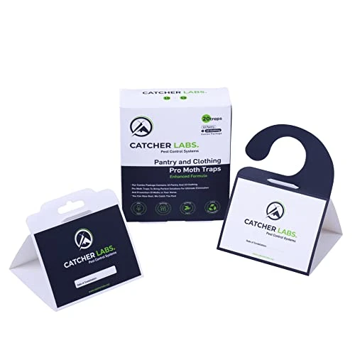 Catcher Labs Pantry & Clothing Moth Traps | Moth Traps With Pheromones | Non-Toxic Moth Catcher | Moth Traps For Home (20-Pack) 1 Catcher Labs Pantry & Clothing Moth Traps | Moth Traps With Pheromones | Non-Toxic Moth Catcher | Moth Traps For Home (20-Pack)