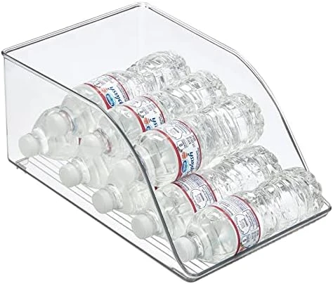 MDesign Small Plastic Water Bottle Stackable Storage Organization Bin With Open Front For Kitchen Refrigerator, Freezer, Pantry, Holds 12 Bottled Drinks/Beverages, Ligne Collection, Clear 7 MDesign Small Plastic Water Bottle Stackable Storage Organization Bin With Open Front For Kitchen Refrigerator, Freezer, Pantry, Holds 12 Bottled Drinks/Beverages, Ligne Collection, Clear - Image 7