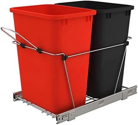 Rev-A-Shelf RV-18KD-18C S Double 35 Quart Sliding Pull-Out Waste Containers Garbage Trash Recycling Bins For Kitchen Cabinets, Black 11 Rev-A-Shelf RV-18KD-18C S Double 35 Quart Sliding Pull-Out Waste Containers Garbage Trash Recycling Bins For Kitchen Cabinets, Black - Image 11