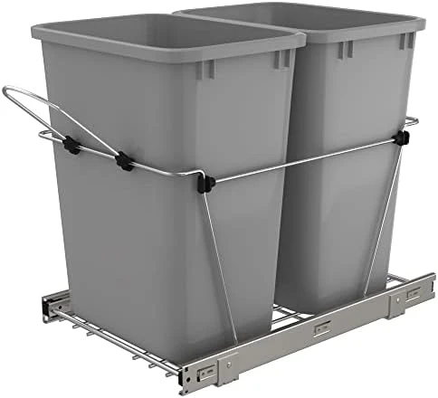 Rev-A-Shelf RV-18KD-18C S Double 35 Quart Sliding Pull-Out Waste Containers Garbage Trash Recycling Bins For Kitchen Cabinets, Black 10 Rev-A-Shelf RV-18KD-18C S Double 35 Quart Sliding Pull-Out Waste Containers Garbage Trash Recycling Bins For Kitchen Cabinets, Black - Image 10