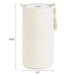 Mkono Woven Toilet Paper Holder Boho Basket For Toilet Paper Storage, Bathroom Decor Toilet Roll Holder Stand With Wooden Beads For 3 Spare Rolls, Cotton Rope Toilet Paper Organizer Basket With Handle -GENERIC Shop 414XNgi6SnL