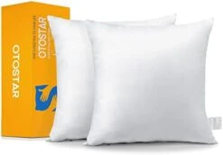 OTOSTAR Pack Of 2 Throw Pillow Inserts, 18 X 18 Square Cushion Inner Soft Fluffy Plump Stuffer Cushion Pads White Decorative Pillow Inserts -GENERIC Shop 414f2E5ml5L. AC 2