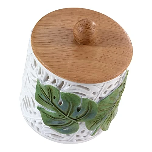 Avanti Linens - Covered Jar, Countertop Organizer, Leaf Inspired Home Decor (Viva Palm Collection), Green 1 Avanti Linens - Covered Jar, Countertop Organizer, Leaf Inspired Home Decor (Viva Palm Collection), Green