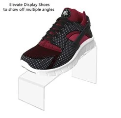 12 Pack Acrylic Shoe Display Stand Clear Premium Lucite Fits Sneakers 4 Inch Wide Slanted 9 Inch Deep Footwear Showcase Riser With Heel Stop For Retail Shops And Clothing Stores By Marketing Holders -GENERIC Shop 414pRcL8lZL