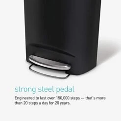 Simplehuman 50 Liter / 13 Gallon Semi-Round Kitchen Step Trash Can With Secure Slide Lock, Black Plastic -GENERIC Shop 414rGPrgtEL