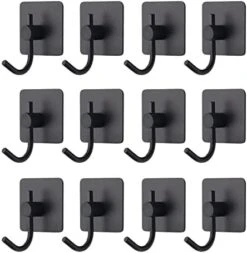 VAEHOLD Adhesive Wall Hooks, Heavy Duty Sticky Holder Waterproof Aluminum Towel Hooks For Hanging Coat, Hat, Key, Clothes, Closet Hook Wall Mount For Kitchen, Bathroom, Office (6, Black) -GENERIC Shop 4152GL YSxL. AC