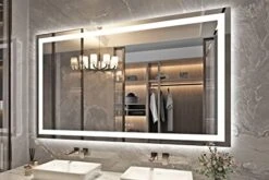 48''x32'' LED Bathroom Mirror With Front + Backlit, Tempered Glass Bathroom Mirror With Lights, Anti-Fog, 3 Colors With Stepless Dimmable Memory Bathroom Vanity Mirror For Wall, Shatterproof -GENERIC Shop 415J75ou9eL. AC