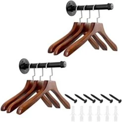 Sumnacon 2 Pcs 7.7 Inch Industrial Pipe Clothes Bar - Heavy Duty Rustic Metal Coat Hanger With Screws, Wall-Mounted Garment Holder Rack For Bedroom/Bathroom/Cabinet/Boutique/Clothing Store, Black -GENERIC Shop 415MASzLcEL. AC