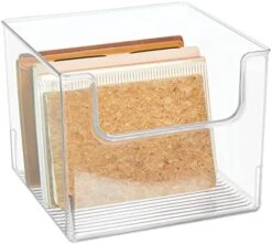 MDesign Modern Plastic Open Front Dip Storage Organizer Bin Basket For Home Office Organization - Shelf, Cubby, Cabinet, Cupboard, And Closet Organizing Decor - Ligne Collection - Clear -GENERIC Shop 415TNbGRI5L. AC