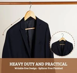 HOUÍSM Wooden Hangers 30 Pack, Solid Wooden Suit Hangers Coat Hangers With Non-Slip Pants Bar, 360° Swivel Hook & Notches, Smooth Finish, Heavy Duty Clothes Hangers For Coats, Suits, Pants And Jackets -GENERIC Shop 415U253eJyL