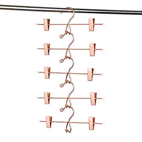 Amber Home 24 Pack Add-on Rose Gold Metal Pant Skirt Hangers, Multi Stackable Add On Copper Trouser Hangers For Slacks Jeans Boutique Clothing With Extra Strong Non-Slip Adjustable Clips (Copper, 24) 4 Amber Home 24 Pack Add-on Rose Gold Metal Pant Skirt Hangers, Multi Stackable Add On Copper Trouser Hangers For Slacks Jeans Boutique Clothing With Extra Strong Non-Slip Adjustable Clips (Copper, 24) - Image 4