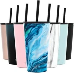 Simple Modern Insulated Tumbler With Lid And Straw | Iced Coffee Cup Reusable Stainless Steel Water Bottle Travel Mug | Gifts For Women Men Her Him | Classic Collection | 24oz | Ocean Geode -GENERIC Shop 415gdCUX7rL. AC