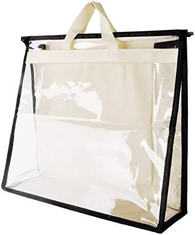 Vercord Clear PVC Handbag Dust-Free Cover Moistureproof Purse Storage Bag Organizer With Handle Zipper Space-Save Holder For Closet Beige XXL 10 Vercord Clear PVC Handbag Dust-Free Cover Moistureproof Purse Storage Bag Organizer With Handle Zipper Space-Save Holder For Closet Beige XXL - Image 10
