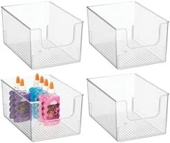 MDesign Plastic Open Front Storage Organizer Bins For Kitchen, Bedroom, Bathroom, Home Office, Or Playroom - Home Decor Bins Hold Food, Toys, Books, Or Office Supplies, Ligne Collection, 4 Pack, Clear -GENERIC Shop 415tGAJC L. AC