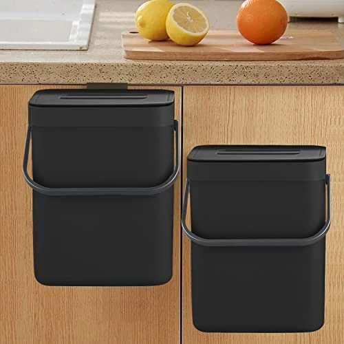 LALASTAR Compost Bin With Lid, Hanging Small Trash Can With Lid Under Sink For Kitchen, Food Waste Bin For Countertop, Mountable Garbage Can For Bathroom, RV, 5L/1.3 Gal, Black 1 LALASTAR Compost Bin With Lid, Hanging Small Trash Can With Lid Under Sink For Kitchen, Food Waste Bin For Countertop, Mountable Garbage Can For Bathroom, RV, 5L/1.3 Gal, Black
