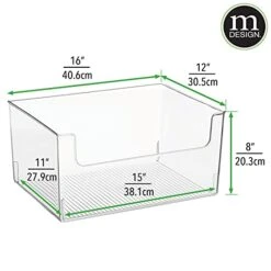 MDesign Large Modern Plastic Open Front Dip Storage Organizer Bin Basket For Home Office Organization - Shelf, Cubby, Cabinet, And Closet Organizing Decor - Ligne Collection - 2 Pack - Clear -GENERIC Shop 416UjegLOEL