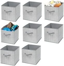 MDesign Small Fabric Collapsible Organizer Cube Bin Box With Front Handle For Cube Furniture Units, Closet Or Bedroom Storage, Holds Clothing, Linens, Accessories - Lido Collection - 8 Pack - Linen -GENERIC Shop 416VaYdg7fL. AC