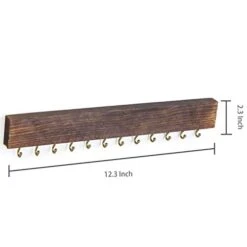 MyGift 3-Piece Wall Jewelry Organizer, Wall-Mounted Rustic Wood And Gold Tone Metal 24 Hook Necklace And Bracelet Storage Rack With Hanging Earring Bar -GENERIC Shop 416aDVvba4L
