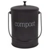 AuldHome Black Enamelware Compost Bin, Farmhouse Compost Can Set With Lid And Charcoal Filters, 1.3 Gallon