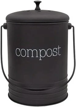 AuldHome Black Enamelware Compost Bin, Farmhouse Compost Can Set With Lid And Charcoal Filters, 1.3 Gallon -GENERIC Shop 416dpABBd8L. AC