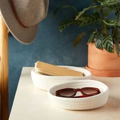 Juvale 3-Piece Small Round Cotton Rope Woven Storage Basket Set, Nesting Bins For Organizing Toys On Shelves, Counters, Montessori Classroom, Home Decor (White, 3 Sizes) -GENERIC Shop 416lD9woI2L