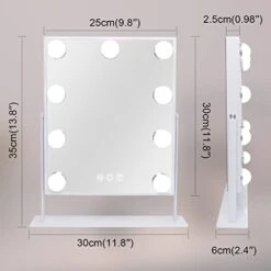 Vanity Mirror With Lights Hollywood Lighted Makeup Mirror With 9 Dimmable Bulbs & 3 Color Lighting Modes, Detachable 10X Magnification Mirror And 360 Degree Rotation(White) -GENERIC Shop 416lth0NRPL