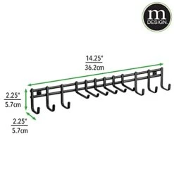 MDesign Closet Wall Mount Metal Accessory Organizer And Storage Center - Modern Slim Holder For Womens And Mens Ties, Belts, Scarves, Sunglasses, Watches - 12 Hooks, 2 Pack, Matte Black -GENERIC Shop 4170EGF6ZpS