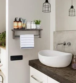 J JACKCUBE DESIGN Rustic Bathroom Shelf Towel Rack Bathroom Shelf Organizer Stainless Towel Bar Hanger Farmhouse Décor Over Toilet - MK608A