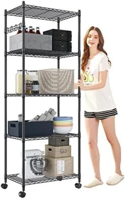 Devo 5-Tier Shelf Shelves For Storage, Wire Shelving Storage Racks, Heavy Duty Shelving, Adjustable Metal Shelf For Garage, Pantry, Kitchen, Side Hooks, Silver(14" D X 24" W X 71" H) 8 Devo 5-Tier Shelf Shelves For Storage, Wire Shelving Storage Racks, Heavy Duty Shelving, Adjustable Metal Shelf For Garage, Pantry, Kitchen, Side Hooks, Silver(14" D X 24" W X 71" H) -GENERIC Shop 417JRpt7CiL. AC