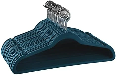 Elama Home 30 Piece Velvet Slim Profile Heavy Duty Felt Hangers With Stainless Steel Swivel Hooks In Blue 8 Elama Home 30 Piece Velvet Slim Profile Heavy Duty Felt Hangers With Stainless Steel Swivel Hooks In Blue - Image 8