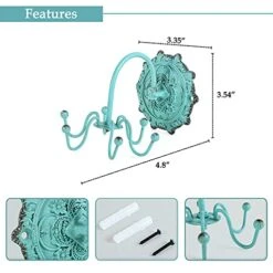 NIKKY HOME Wall Mounted Hooks Jewelry Organizer Rustic Hanging Vintage Decorative Shabby Chic Jewelry Storage Display Hanger For Necklace, Earrings, Rings, Belt, Hat, Gift For Women Girl Lady, Green -GENERIC Shop 417PrKnT4AL