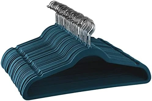 Elama Home 30 Piece Velvet Slim Profile Heavy Duty Felt Hangers With Stainless Steel Swivel Hooks In Blue 7 Elama Home 30 Piece Velvet Slim Profile Heavy Duty Felt Hangers With Stainless Steel Swivel Hooks In Blue - Image 7