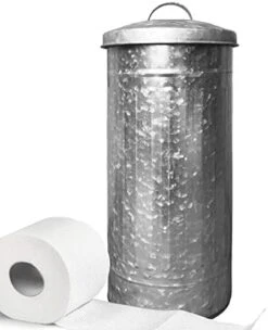 Autumn Alley Farmhouse Galvanized Metal Free Standing Toilet Paper Holder Organizer Stand Canister With Lid – Fits 3 Mega Rolls, Rustic Behind/Beside Toilet Storage Stand -GENERIC Shop 417foX6iHL. AC