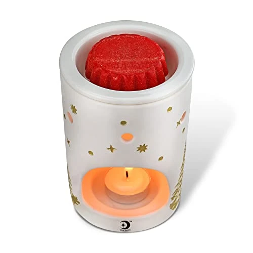 STAR MOON Wax Burner Essential Oil Burner Tart Warmer Ceramic Tealight Candle Holder Candle Warmer For Christmas Decoration, Home Décor For Living Room Bedroom Golden Christmas Tree 2 STAR MOON Wax Burner Essential Oil Burner Tart Warmer Ceramic Tealight Candle Holder Candle Warmer For Christmas Decoration, Home Décor For Living Room Bedroom Golden Christmas Tree - Image 2