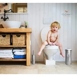 Autumn Alley Farmhouse Galvanized Metal Free Standing Toilet Paper Holder Organizer Stand Canister With Lid – Fits 3 Mega Rolls, Rustic Behind/Beside Toilet Storage Stand -GENERIC Shop 417lqQgHEsL