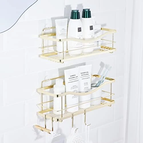 KINCMAX Shower Caddy Bathroom Shelf, No Drilling Traceless Adhesive Bathroom Storage Organizer, SUS304 Rustproof Food Storage Basket, 2-in-1 Kitchen Spice Racks-2 Pack (Matte Black) 6 KINCMAX Shower Caddy Bathroom Shelf, No Drilling Traceless Adhesive Bathroom Storage Organizer, SUS304 Rustproof Food Storage Basket, 2-in-1 Kitchen Spice Racks-2 Pack (Matte Black) - Image 6