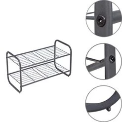 MAX Houser 2-Tier Metal Shoe Rack, Free Standing Shoe Storage Organizer, Wire Grid Shoe Tower For Closet Bedroom, Entryway, Gunmetal -GENERIC Shop 418JnJ0IPAL