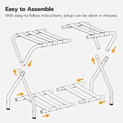 HOOBRO Folding Luggage Racks Set Of 2, Double Tiers Suitcase Stand For Guest Room, 27 X 15.3 X 22 Inches, Metal Luggage Holder With Shoe Shelf, Space Saving, Bedroom, Hotel, Black BK03XLP201G2 -GENERIC Shop 418QuRaudmL