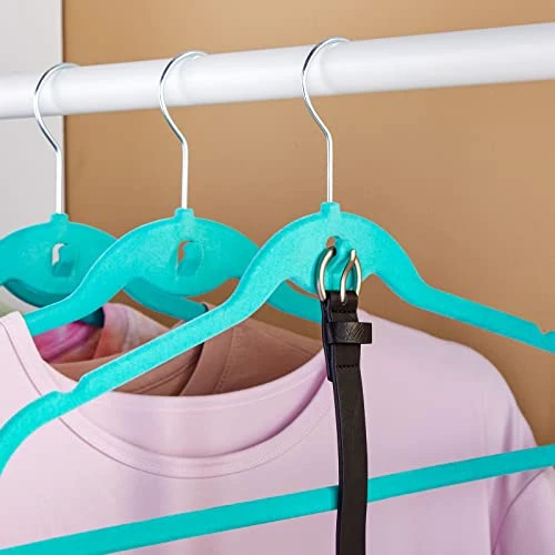 50 Pack Non Slip Velvet Clothes Hangers With Cascading Hooks Space Saving For Kids, Teens, And Adult's Shirts, Coats, Pants, Suits, And Dresses (Teal, 17.5 Inches) 2 50 Pack Non Slip Velvet Clothes Hangers With Cascading Hooks Space Saving For Kids, Teens, And Adult's Shirts, Coats, Pants, Suits, And Dresses (Teal, 17.5 Inches) - Image 2