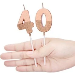 40th Birthday Candles Glitter Cake Numeral Candles 40th Happy Birthday Cake Topper Numeral Candles For Birthday Party Wedding Decoration Anniversary Celebration Favor, Rose Gold -GENERIC Shop 418fqfcz6vL