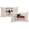 Buffalo Check Plaids Christmas Throw Pillow Covers 12x 20 Inches Red Black Green Xmas Trees/Wonderful Time Truck Farmhouse Winter Holiday Decorative Rectangular/Waist Cushion Pillowcases Set Of 2